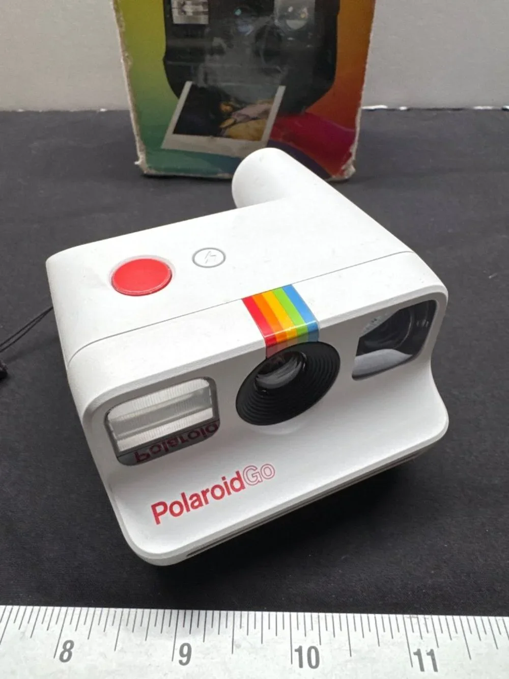 Polaroid Go Instant (Generation 1) Camera With Box - Compact White Rainbow Strip